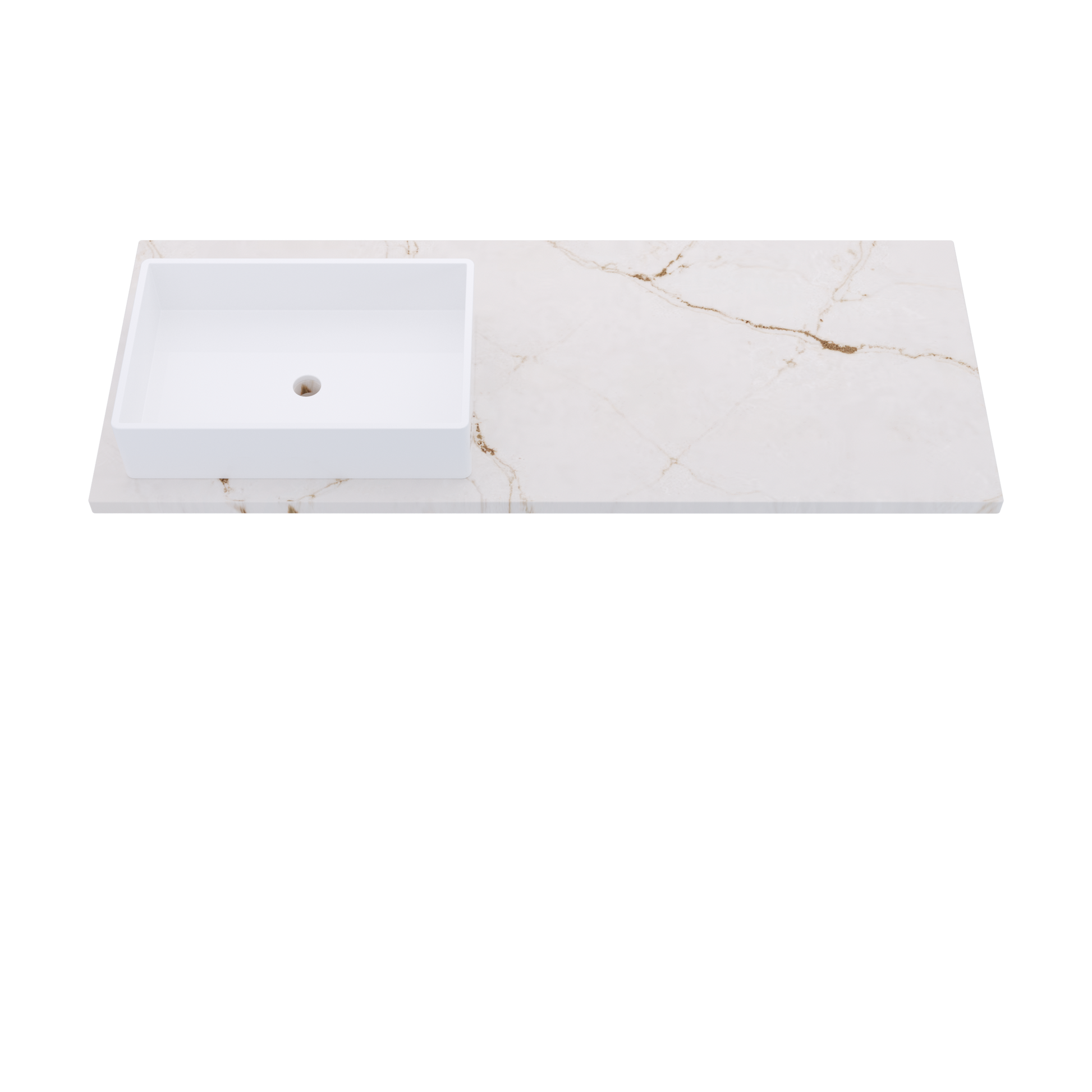 55" Vanderloc Silestone® Quartz Bathroom Vanity Top | Single Rectangle Sink | Offset in Versailles Ivory