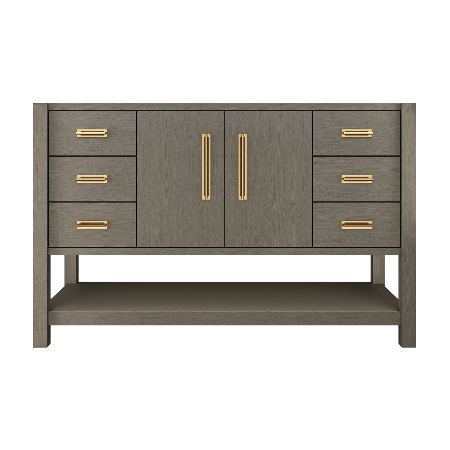 Kiawah Single Extra-Wide Bath Vanity 54in Gray Weathered Satin Gold