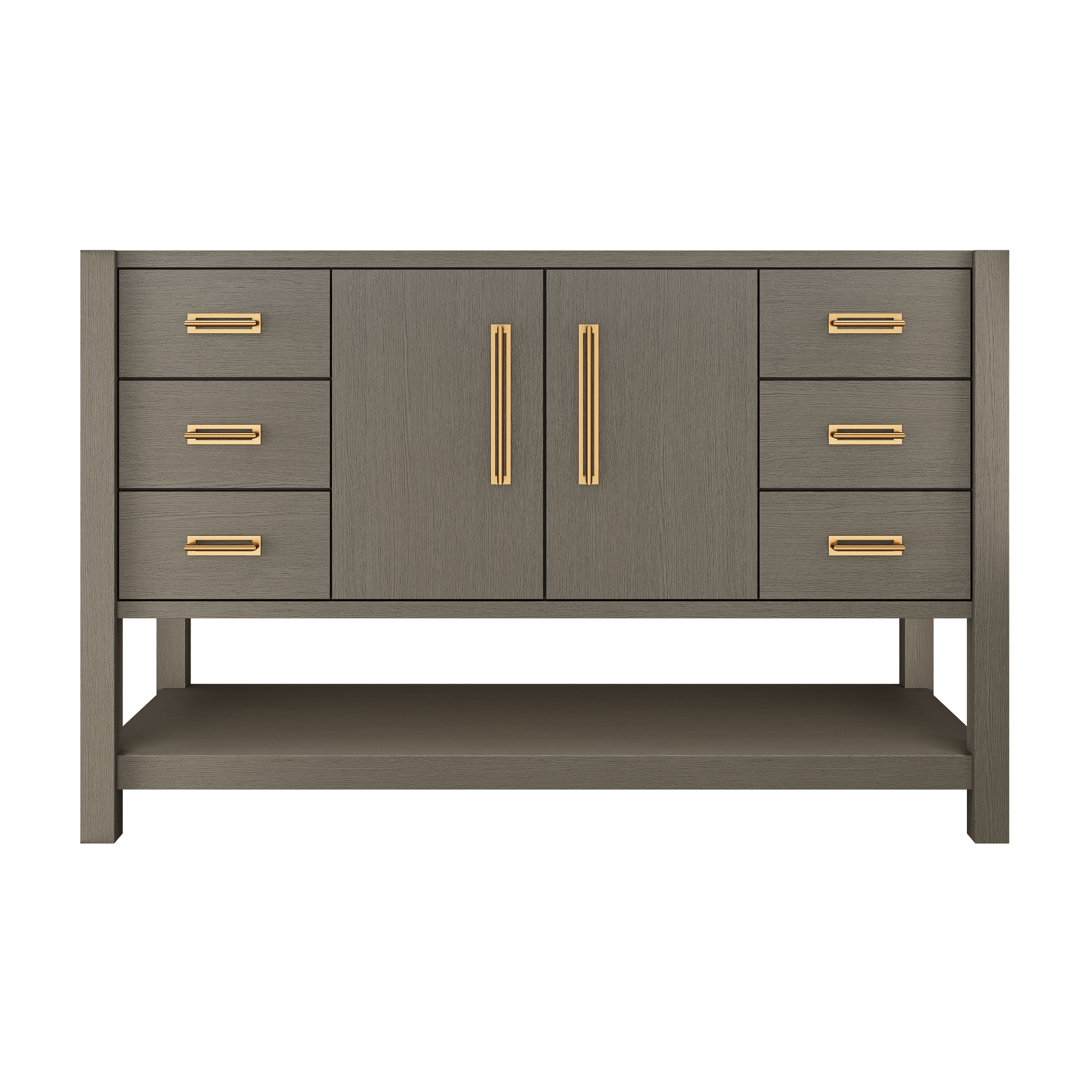 Kiawah Single Extra-Wide Bath Vanity 54in Gray Weathered Satin Gold
