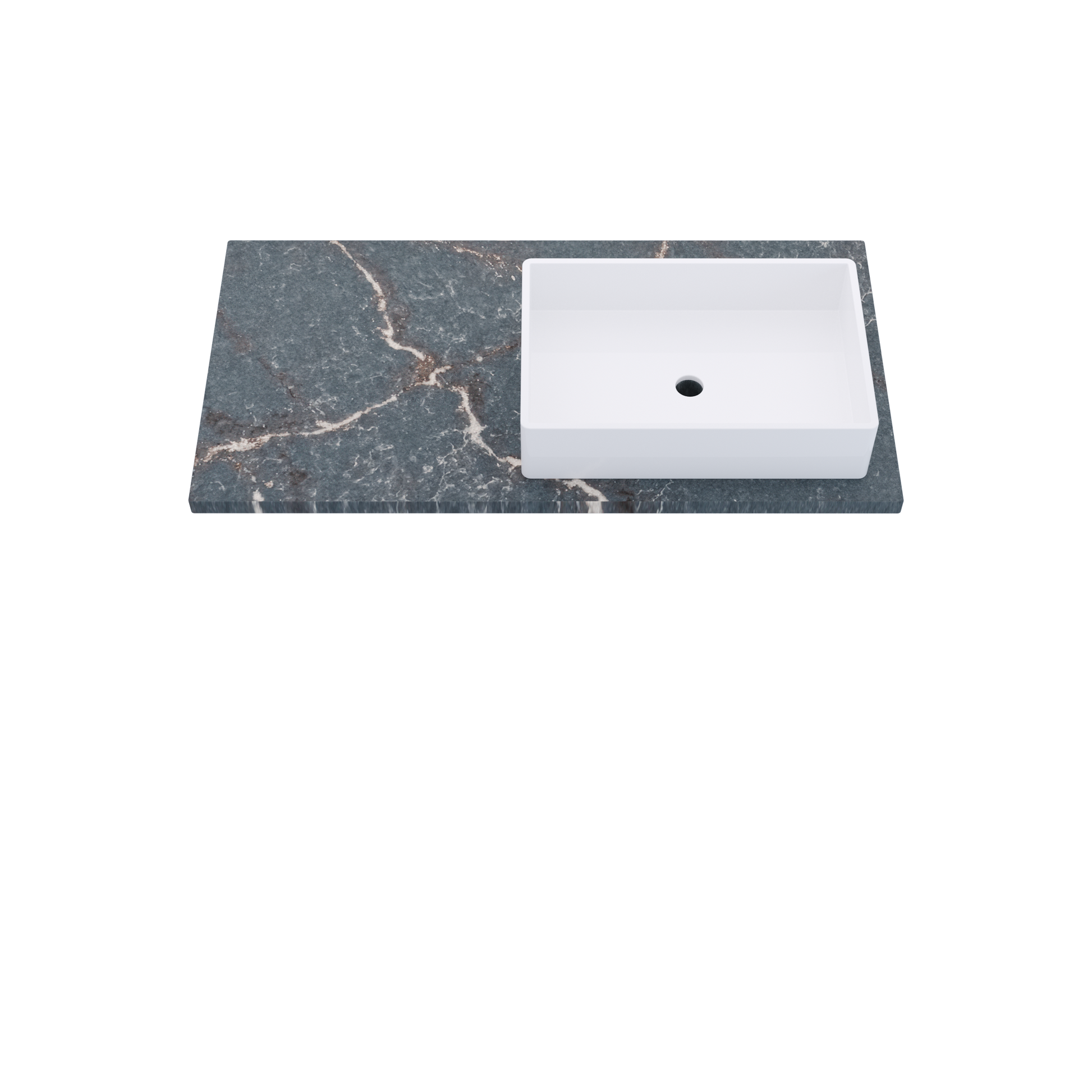 43" Vanderloc Silestone® Quartz Bathroom Vanity Top | Single Vigo Sink | Offset in Parisien Bleu