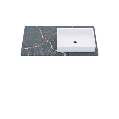 43" Vanderloc Silestone® Quartz Bathroom Vanity Top | Single Vigo Sink | Offset in Parisien Bleu