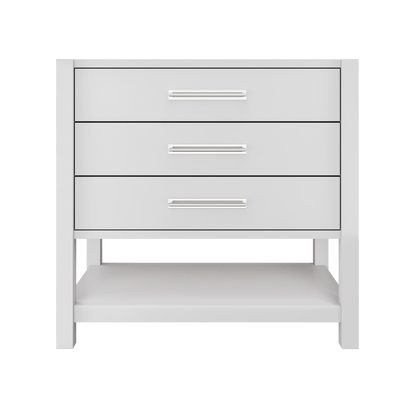 Kiawah 3-Drawer Single Bath Vanity 36in Strong White Polished Chrome