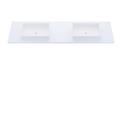 79" Vanderloc Silestone® Quartz Bathroom Vanity Top | Double Vigo Sink | Centered in Miami White