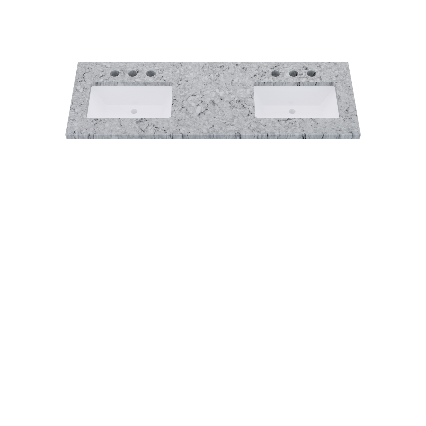 61" Vanderloc Silestone® Quartz Bathroom Vanity Top | Double Rectangle Sink | Offset in Pietra