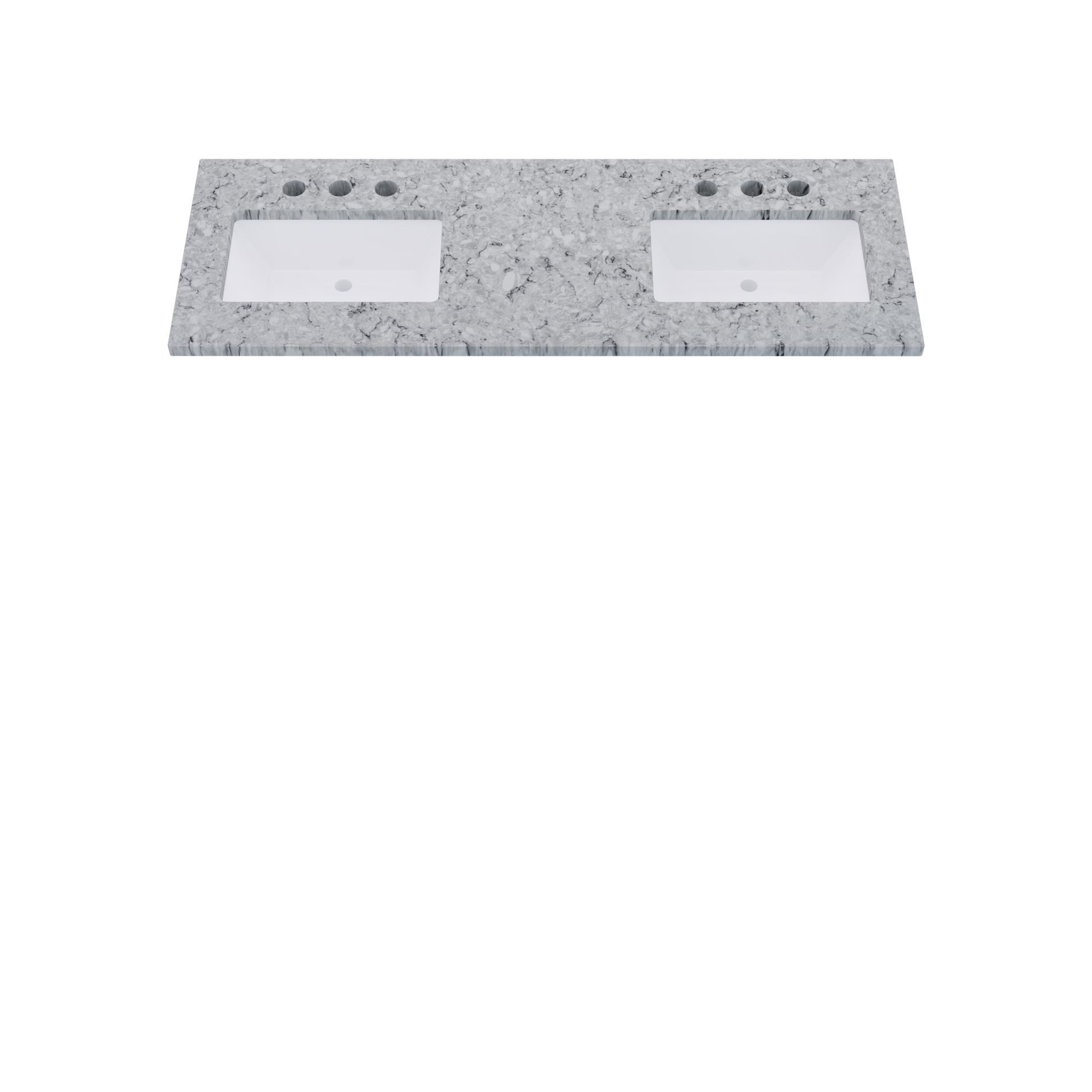61" Vanderloc Silestone® Quartz Bathroom Vanity Top | Double Rectangle Sink | Offset in Pietra