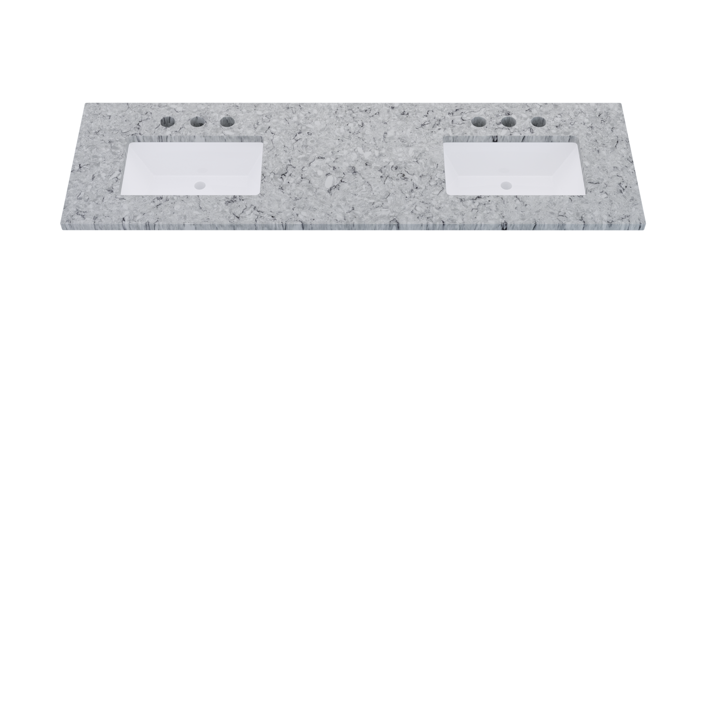 73" Vanderloc Silestone® Quartz Bathroom Vanity Top | Double Rectangle Sink | Offset in Pietra