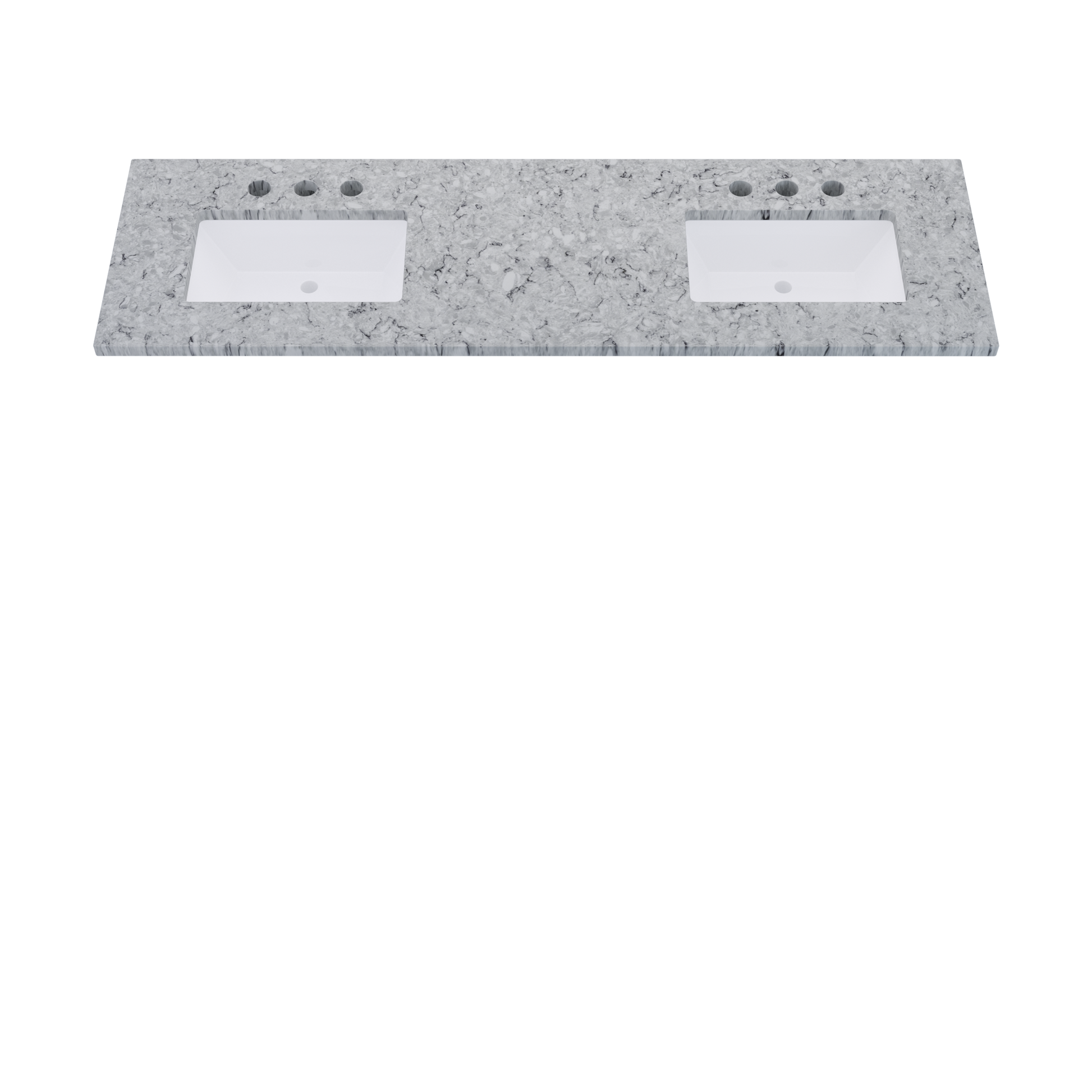 73" Vanderloc Silestone® Quartz Bathroom Vanity Top | Double Rectangle Sink | Offset in Pietra
