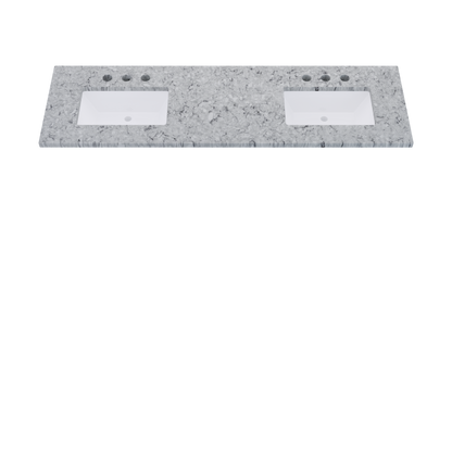 73" Vanderloc Silestone® Quartz Bathroom Vanity Top | Double Rectangle Sink | Offset in Pietra