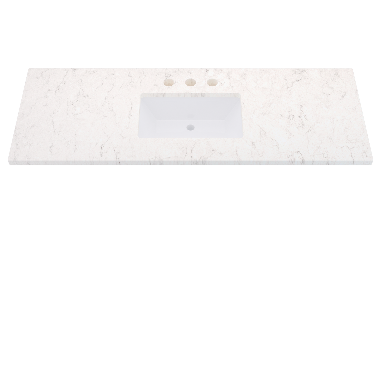 61" Vanderloc Silestone® Quartz Bathroom Vanity Top | Single Rectangle Sink | Centered in Snowy Ibiza