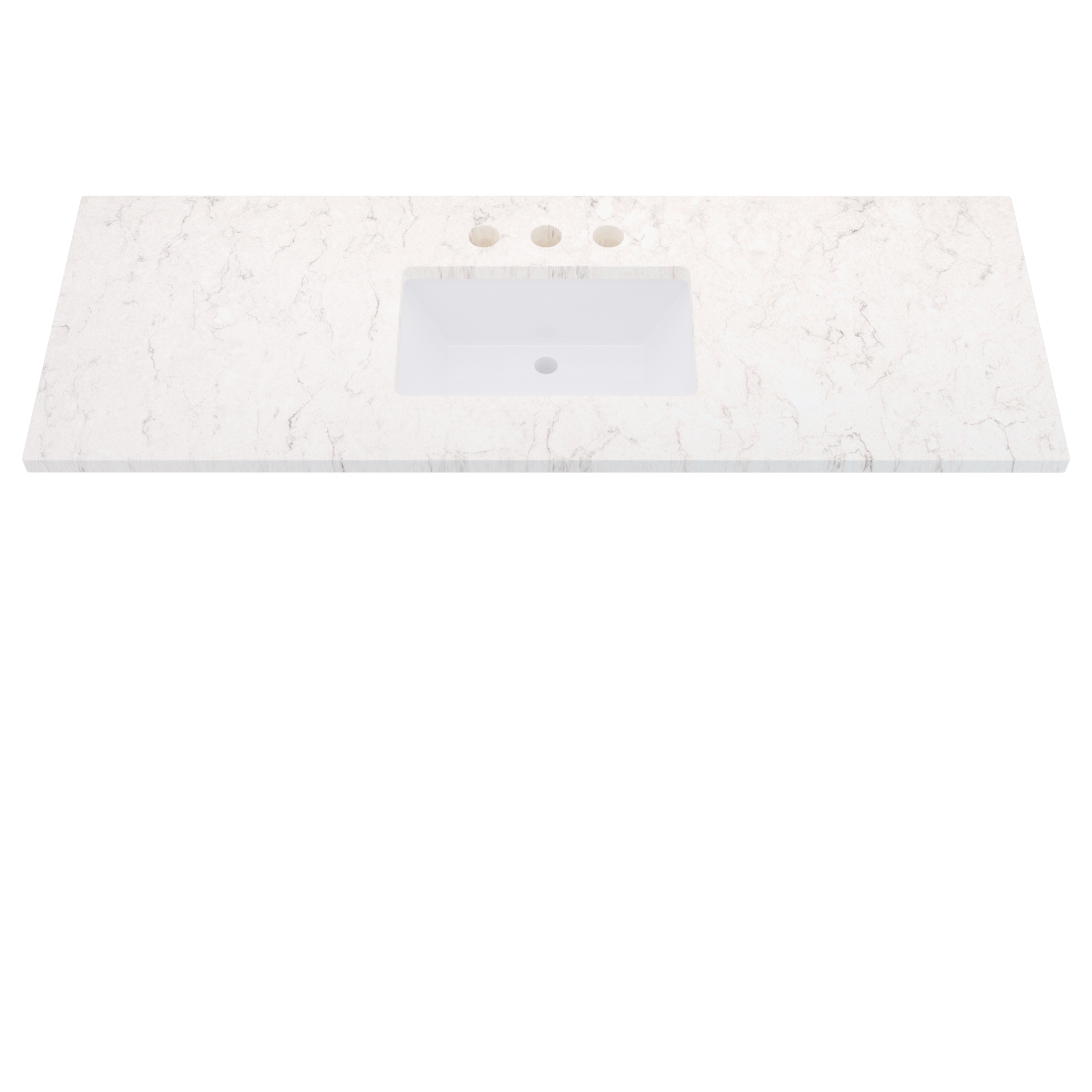 61" Vanderloc Silestone® Quartz Bathroom Vanity Top | Single Rectangle Sink | Centered in Snowy Ibiza