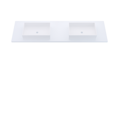 73" Vanderloc Silestone® Quartz Bathroom Vanity Top | Double Vigo Sink | Centered in Miami White
