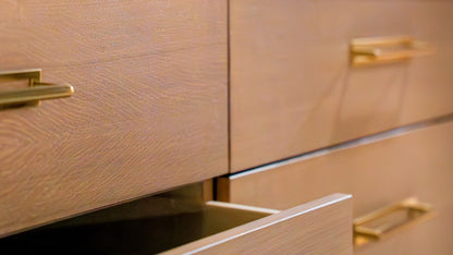 Rift White Oak bath vanity, styled bathroom