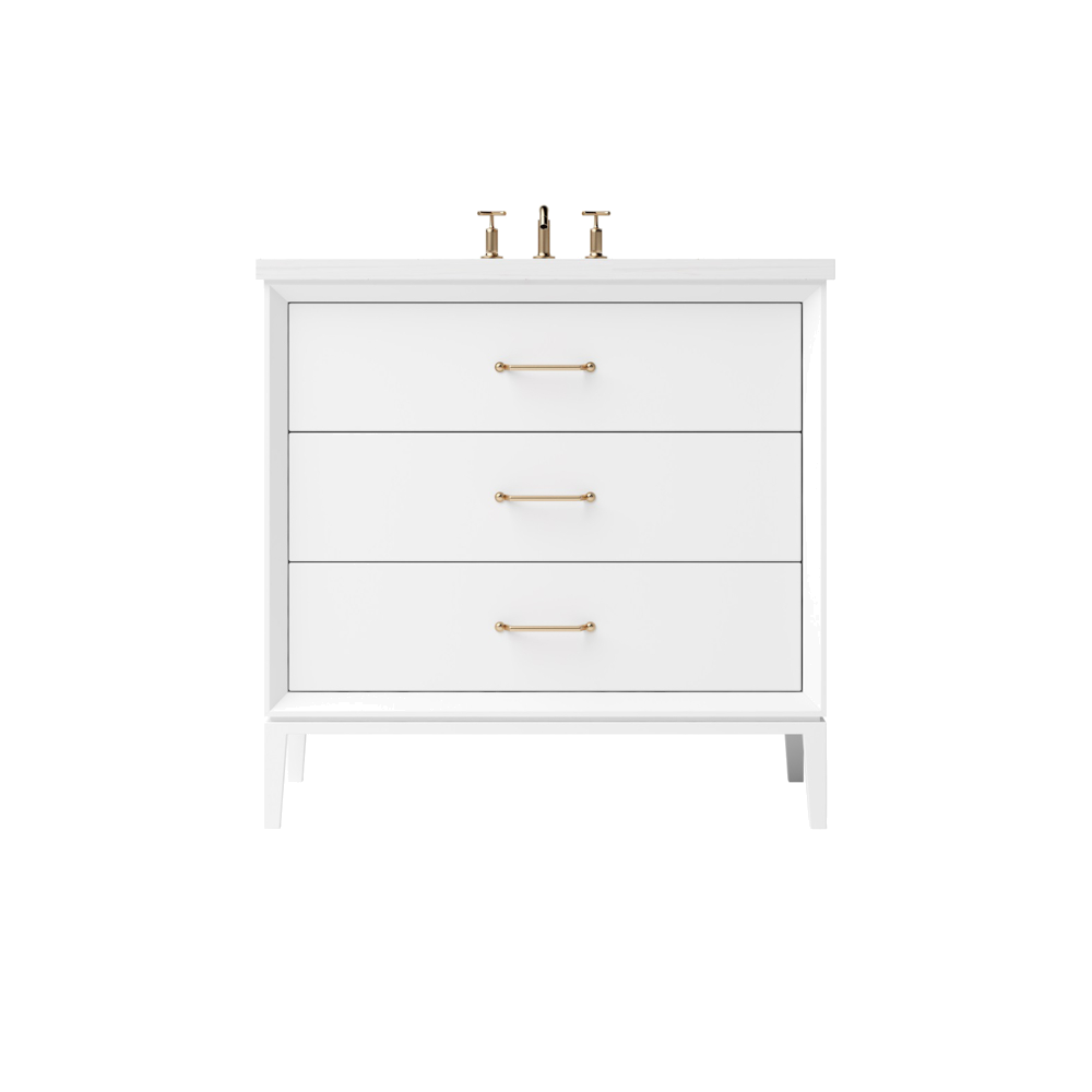 Vanderloc Alexandra Three-Drawer Single Sink 30" - Pure White