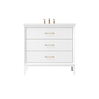 Vanderloc Alexandra Three-Drawer Single Sink 30" - Pure White