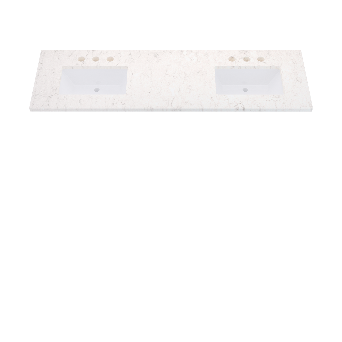73" Vanderloc Silestone® Quartz Bathroom Vanity Top | Double Rectangle Sink | Offset in Snowy Ibiza