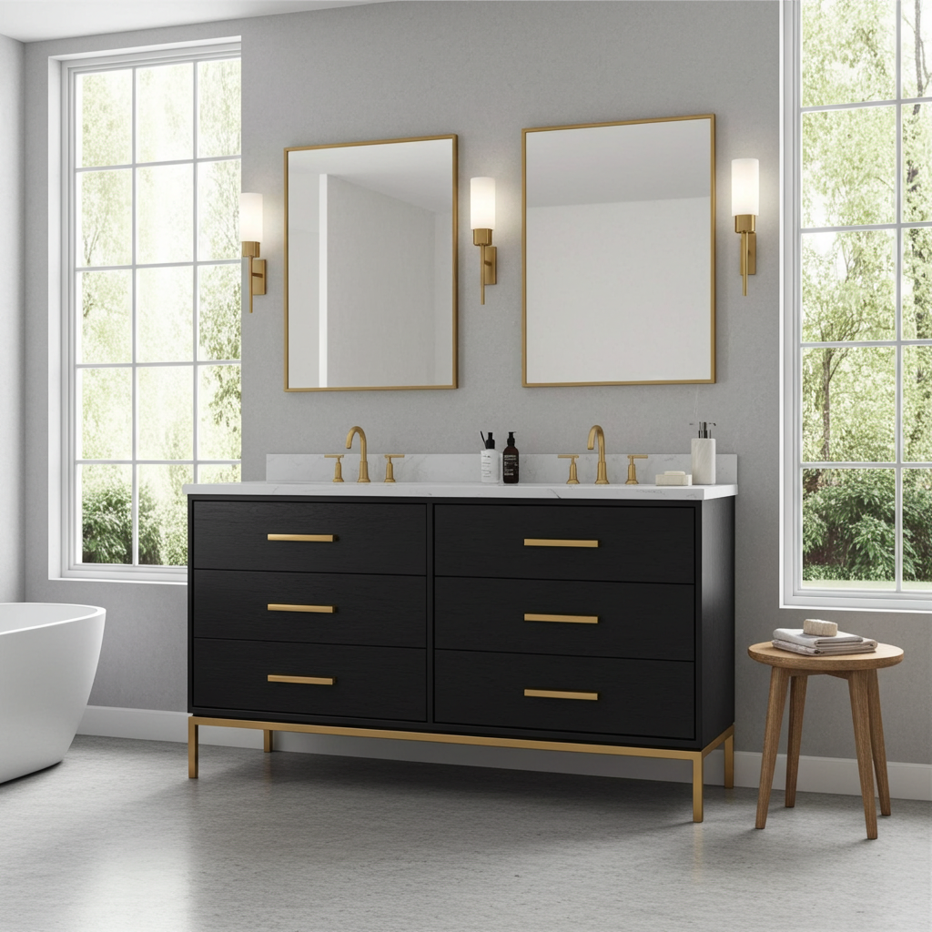 Vanderloc Rift White Oak Double Drawer Bath Vanity