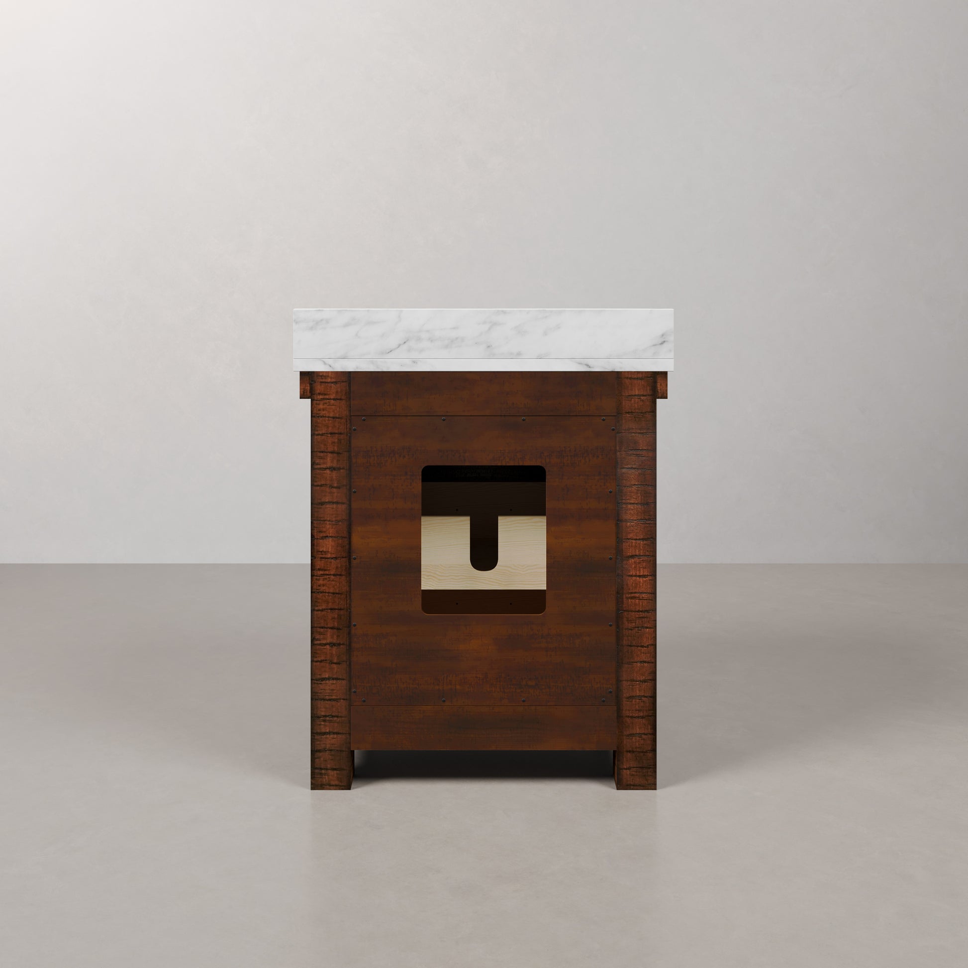 Aberdeen 30 in. Vanity in Rustic Sierra with Marble Vanity Top in White with White Basin | Water Creation