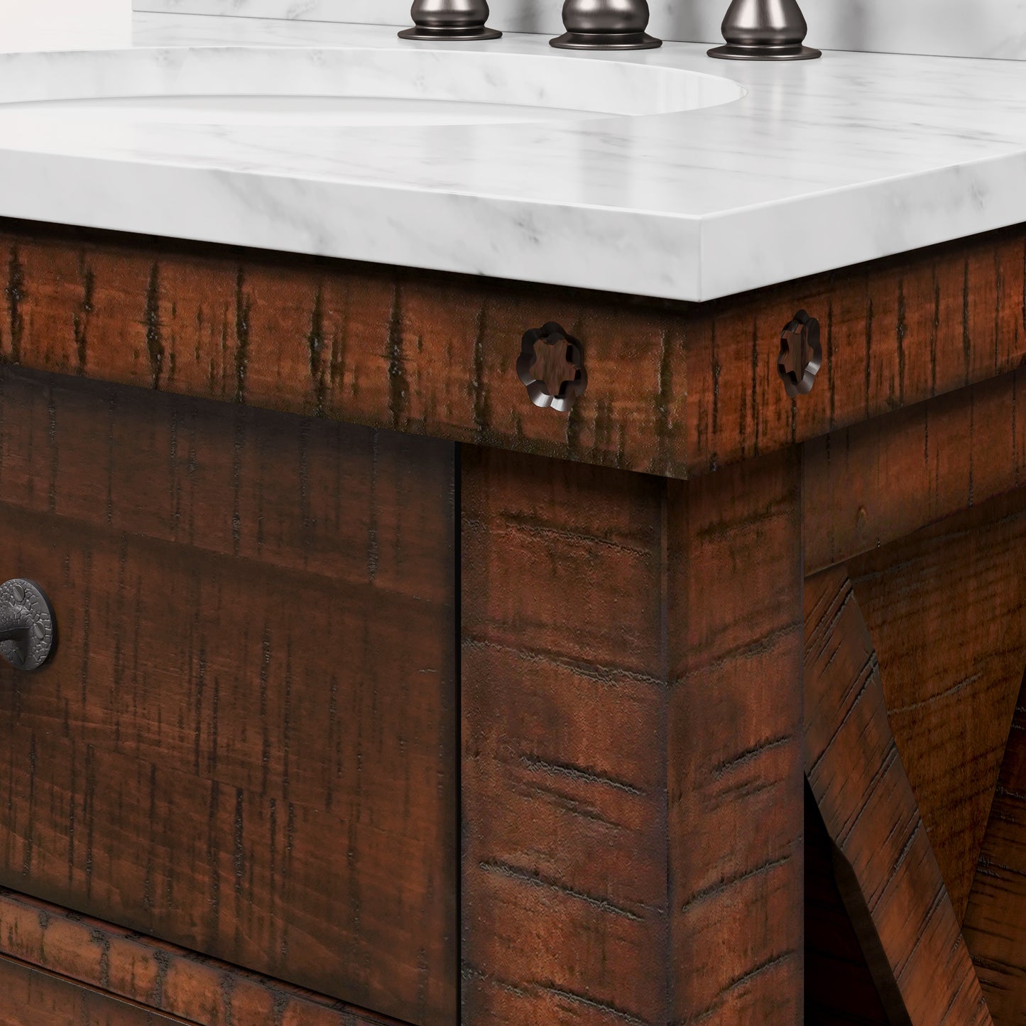 Aberdeen 30 in. Vanity in Rustic Sierra with Marble Vanity Top in White with White Basin | Water Creation