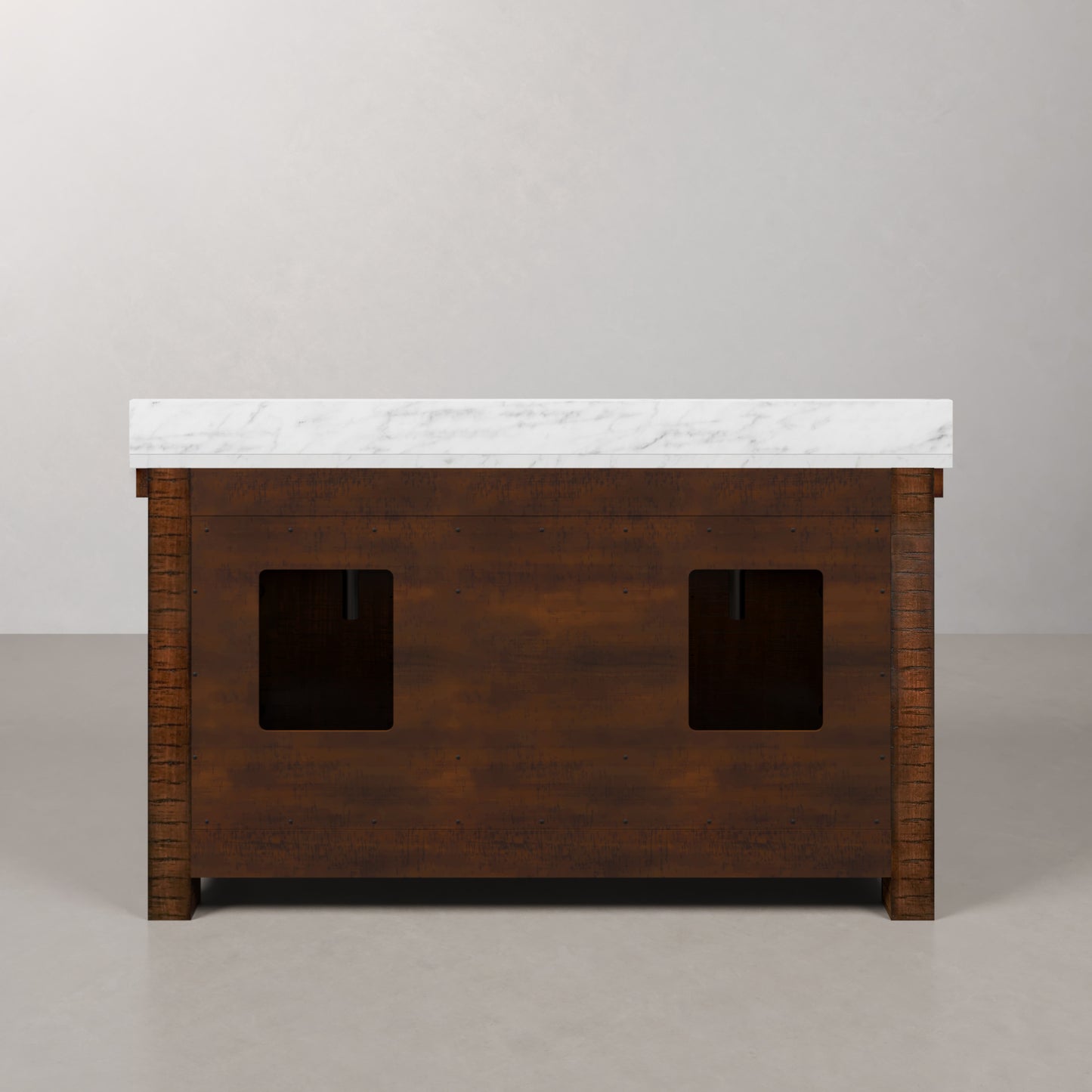 Aberdeen 60 in. Vanity in Rustic Sierra with Marble Vanity Top in White with White Basin | Water Creation