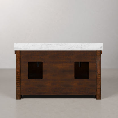 Aberdeen 60 in. Vanity in Rustic Sierra with Marble Vanity Top in White with White Basin | Water Creation