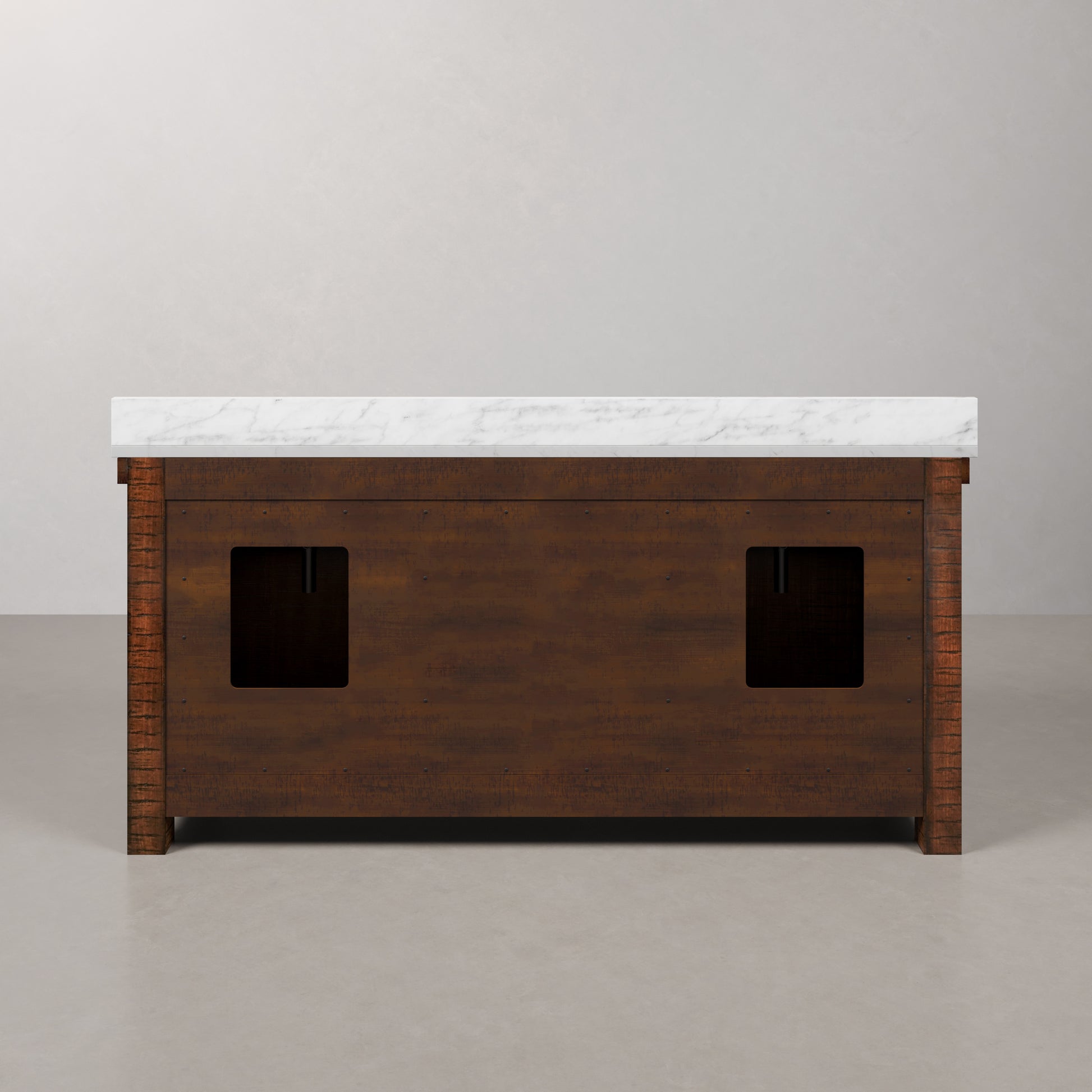 Aberdeen 72 in. Vanity in Rustic Sierra with Marble Vanity Top in White with White Basin | Water Creation