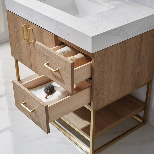 Vinnova Alistair 36-inch bathroom vanity in North American Oak — view 3