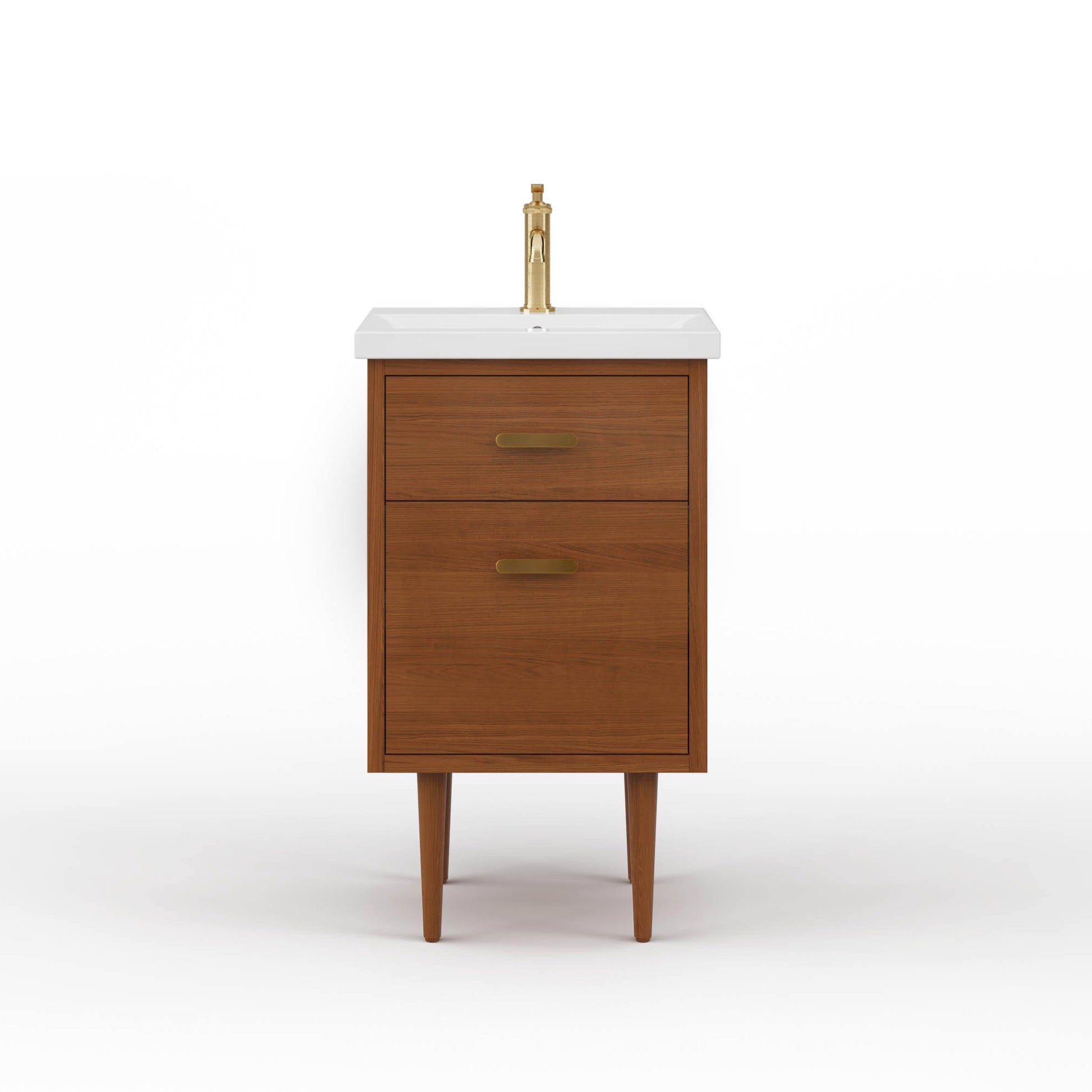 Brandy 20 in. Bath Vanity in Honey Walnut with White Ceramic Top | Water Creation
