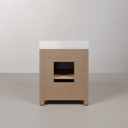 Belmont 30 in. Single Sink Free Standing Toffee Latte Bath Vanity with White Engineered Marble Top Assembled | Water Creation