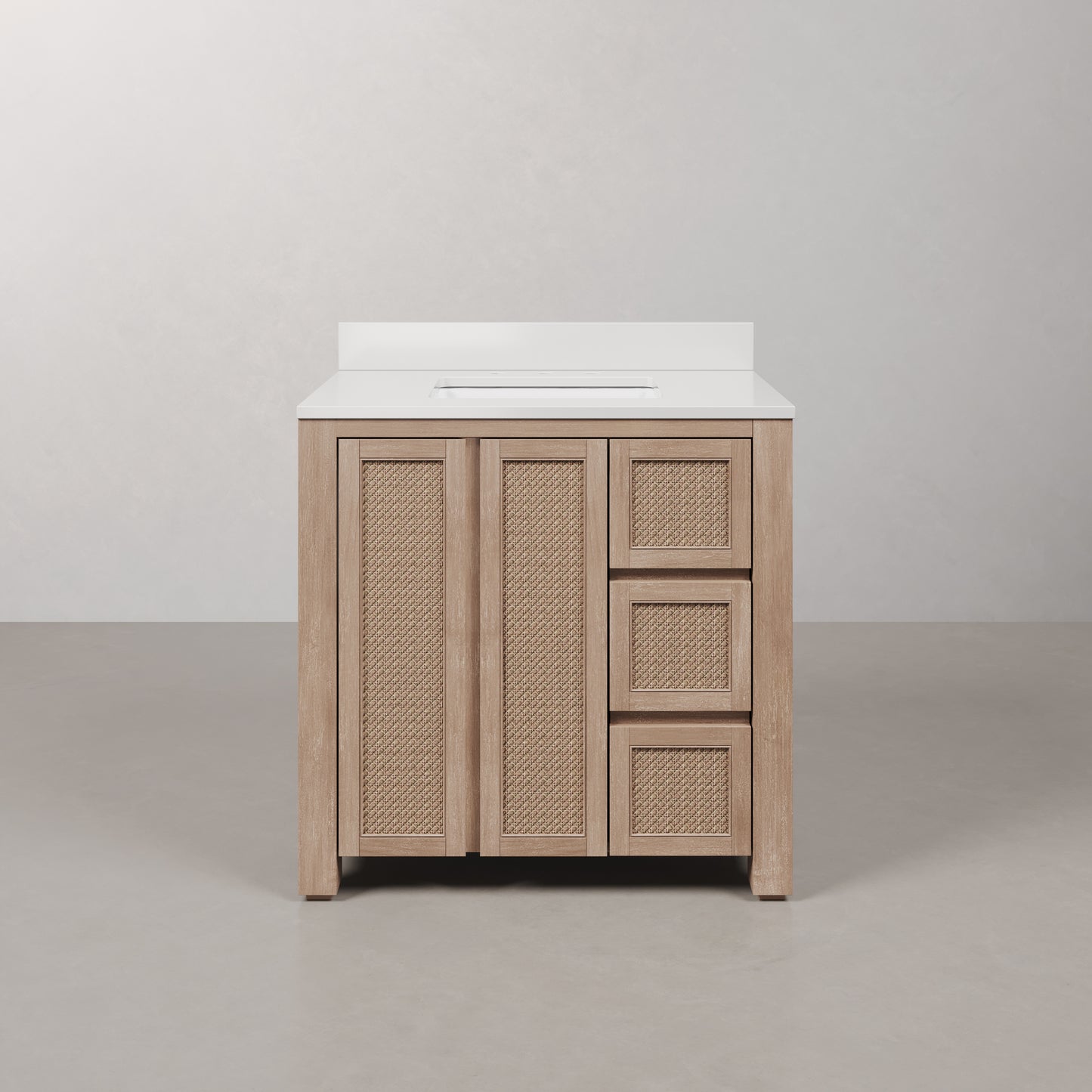 Belmont 36 in. Single Sink Free Standing Toffee Latte Bath Vanity with White Engineered Marble Top Assembled | Water Creation