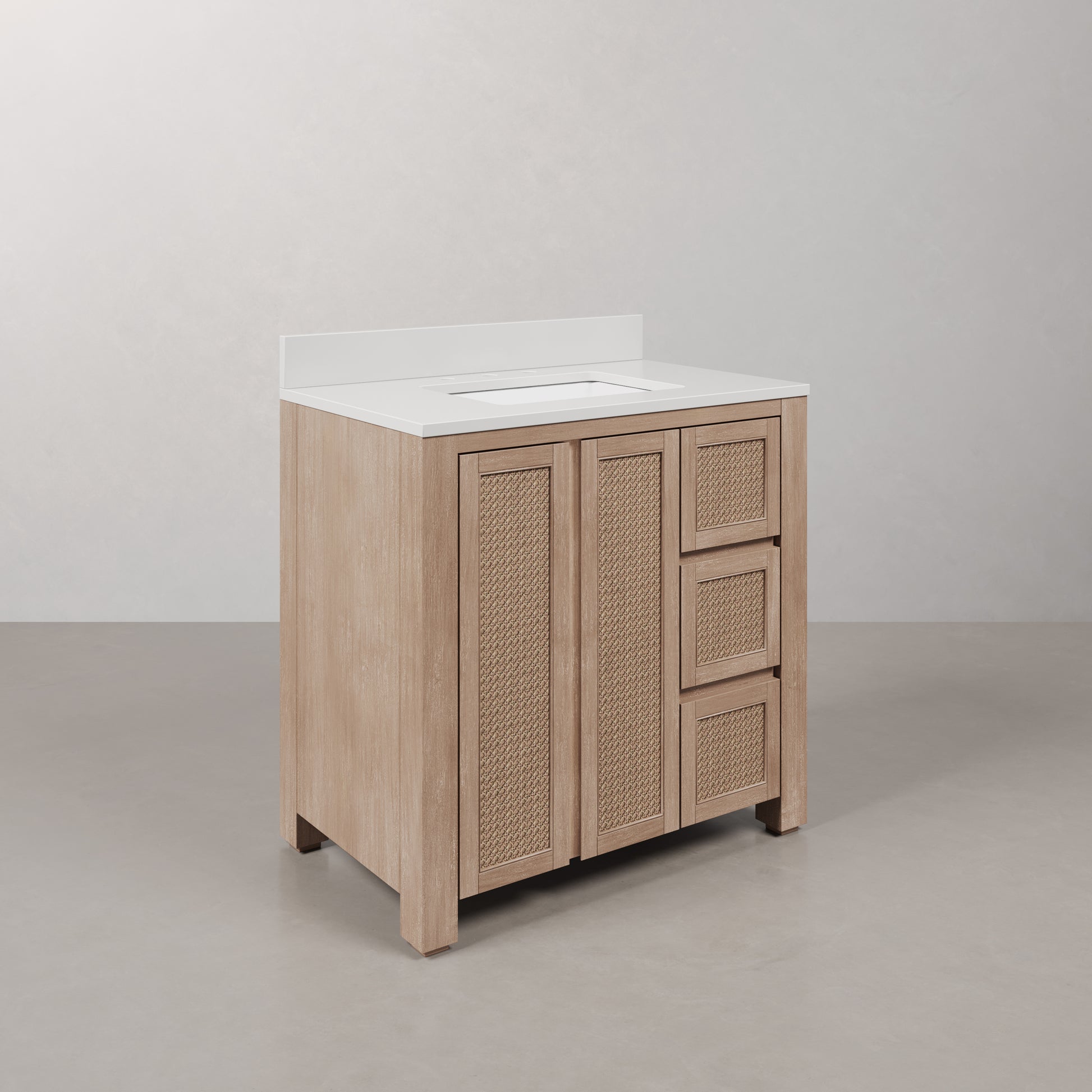 Belmont 36 in. Single Sink Free Standing Toffee Latte Bath Vanity with White Engineered Marble Top Assembled | Water Creation