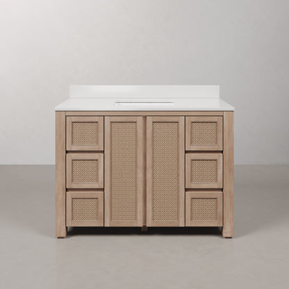 Belmont 48 in. Single Sink Free Standing Toffee Latte Bath Vanity with White Engineered Marble Top Assembled | Water Creation