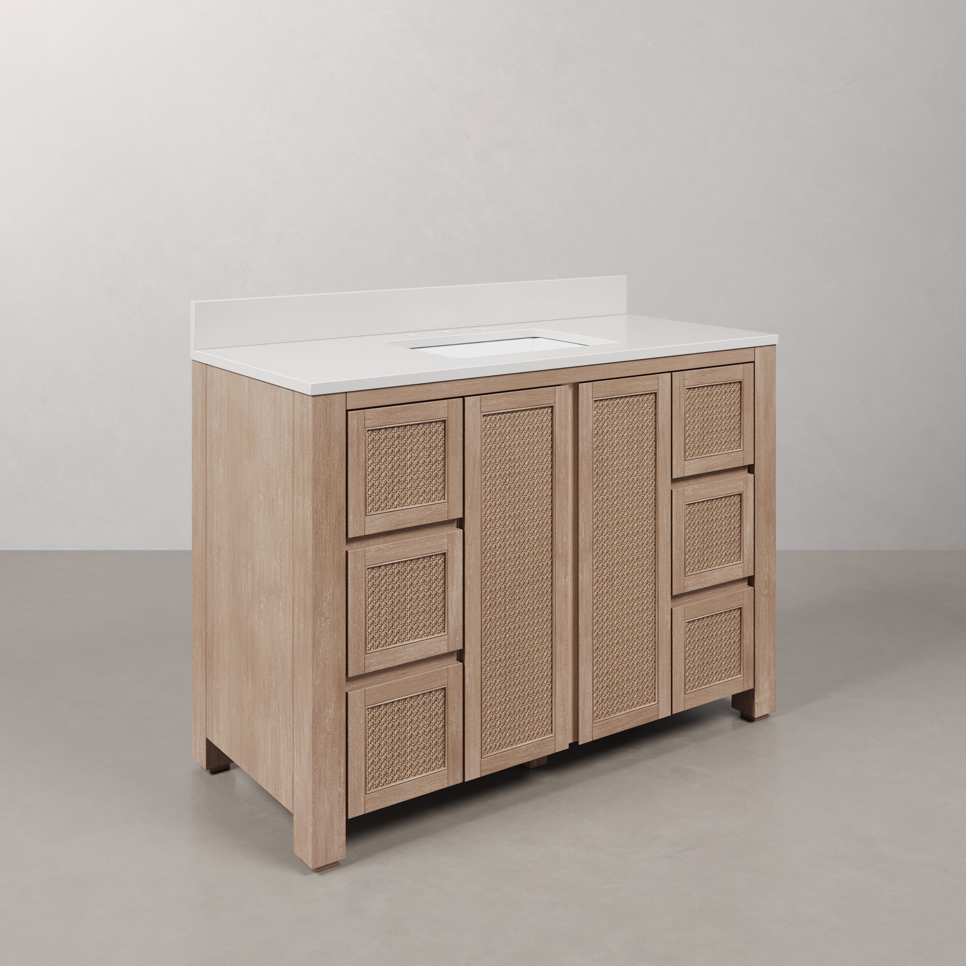 Belmont 48 in. Single Sink Free Standing Toffee Latte Bath Vanity with White Engineered Marble Top Assembled | Water Creation