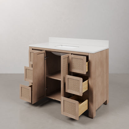 Belmont 48 in. Single Sink Free Standing Toffee Latte Bath Vanity with White Engineered Marble Top Assembled | Water Creation