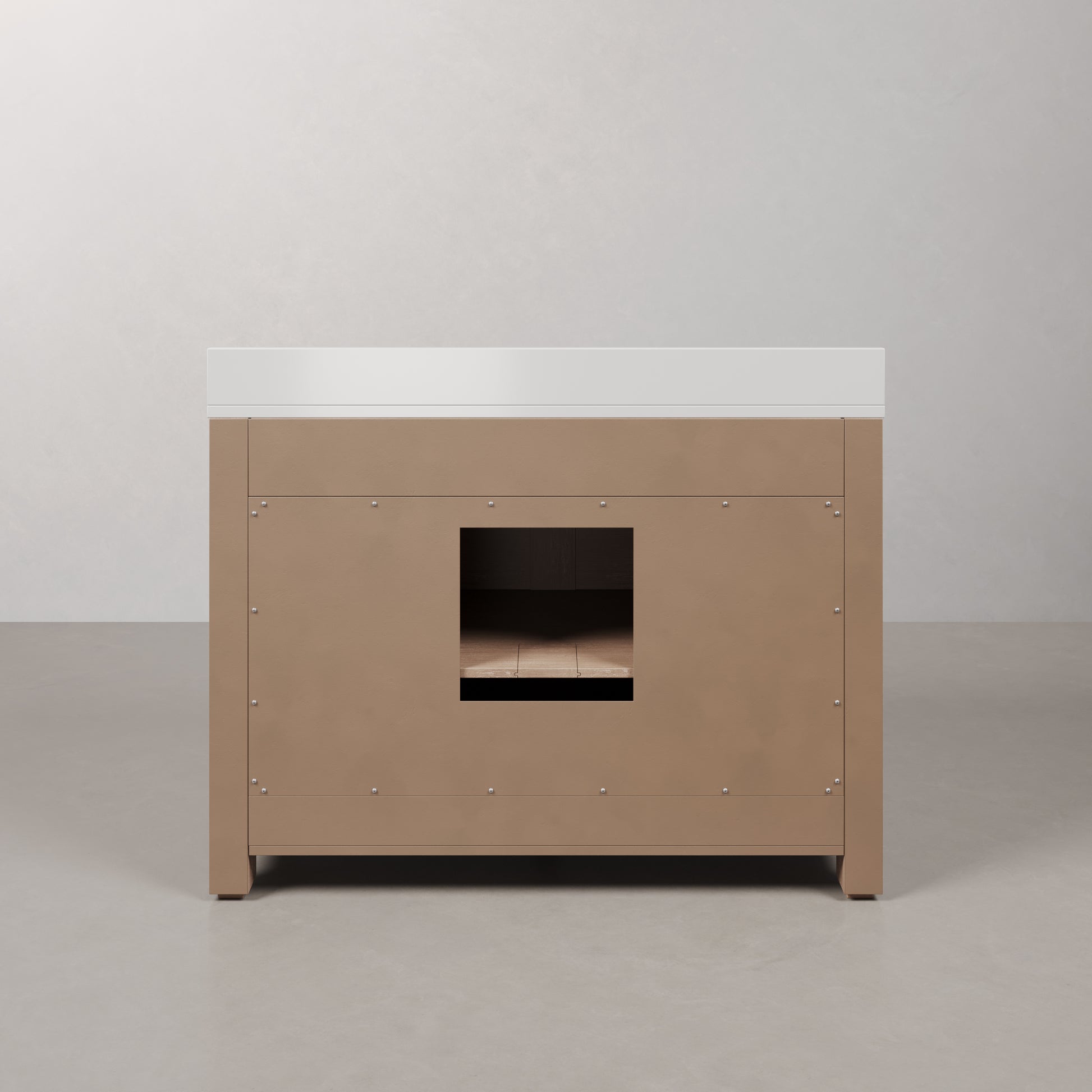 Belmont 48 in. Single Sink Free Standing Toffee Latte Bath Vanity with White Engineered Marble Top Assembled | Water Creation