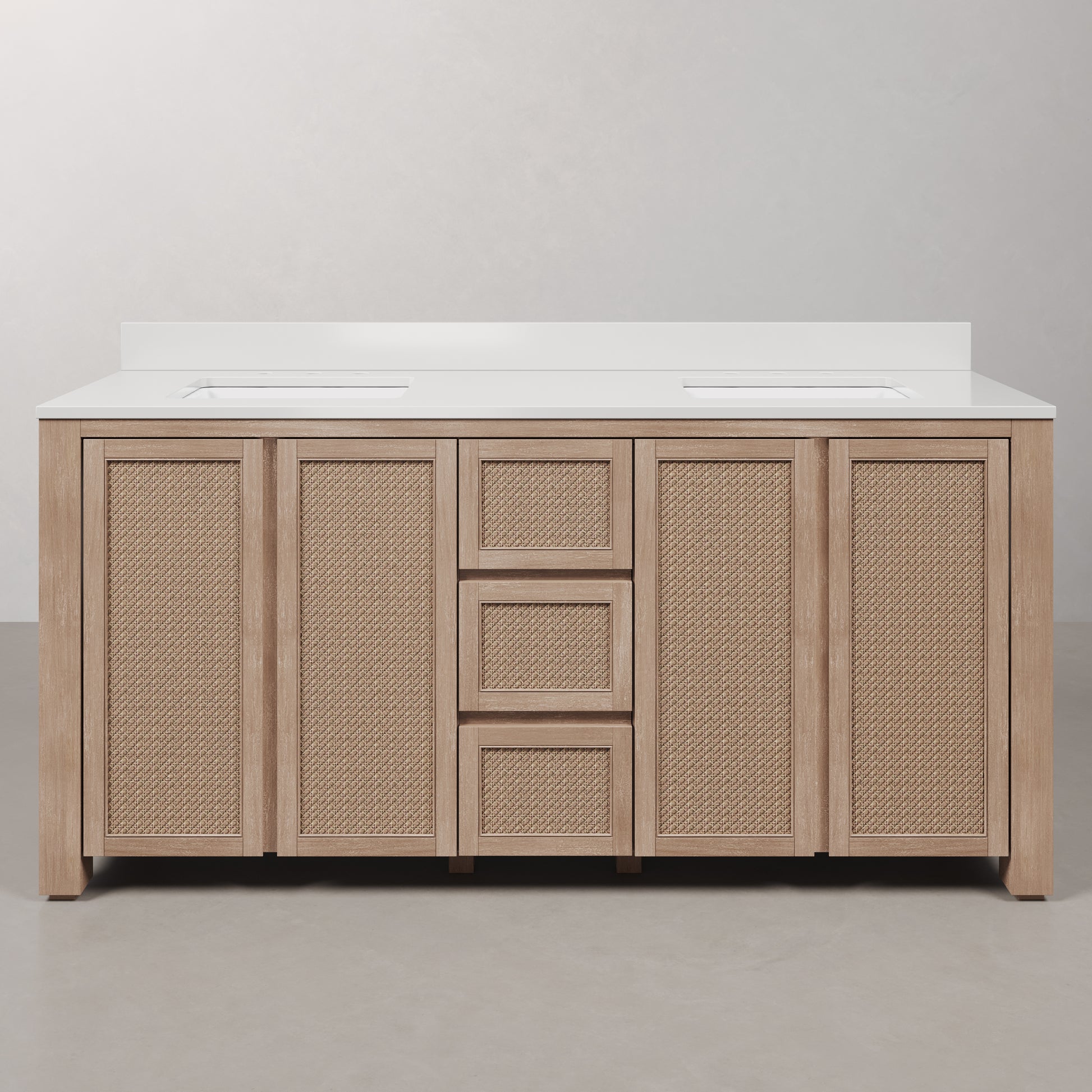Belmont 72 in. Double Sinks Free Standing Toffee Latte Bath Vanity with White Engineered Marble Top Assembled | Water Creation