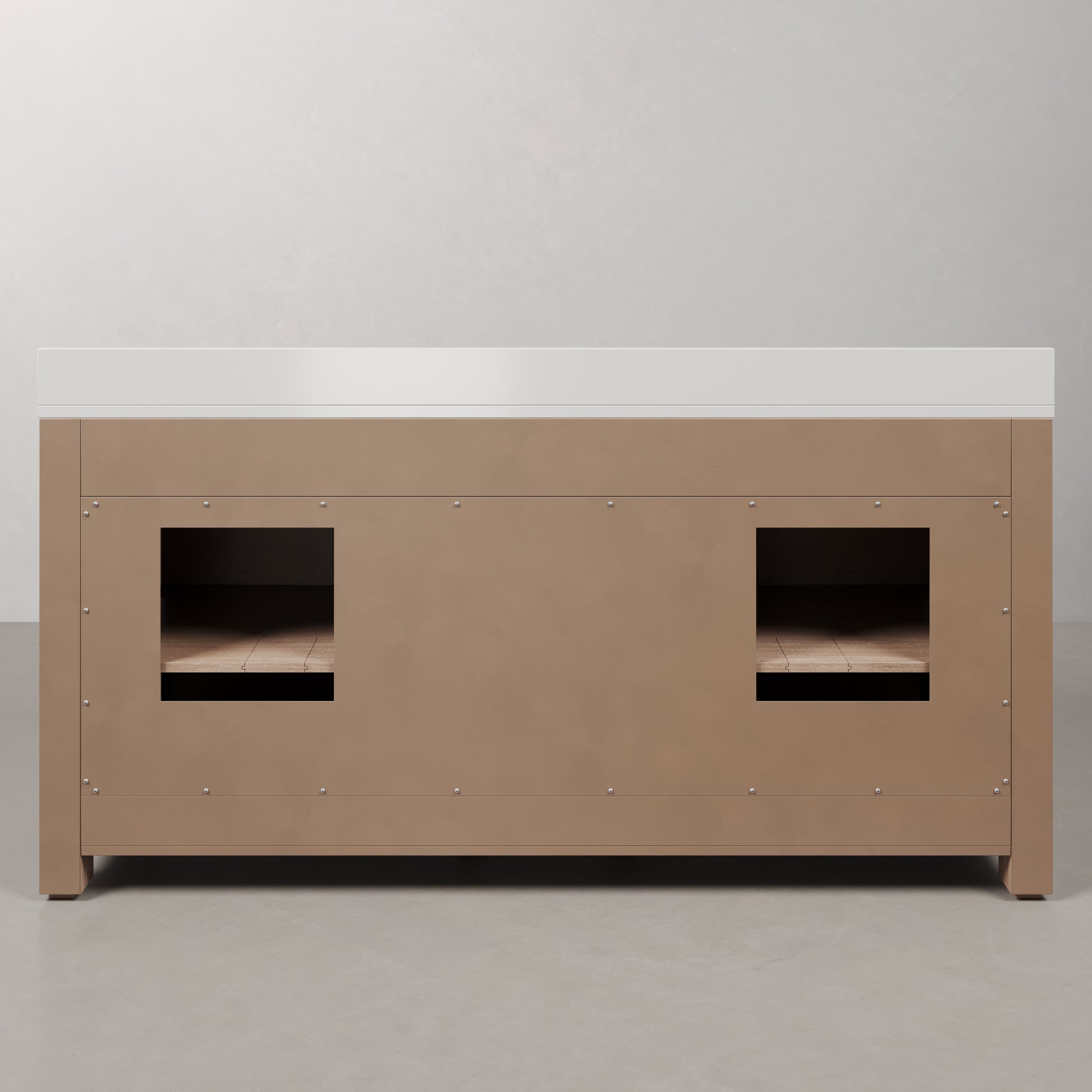 Belmont 72 in. Double Sinks Free Standing Toffee Latte Bath Vanity with White Engineered Marble Top Assembled | Water Creation