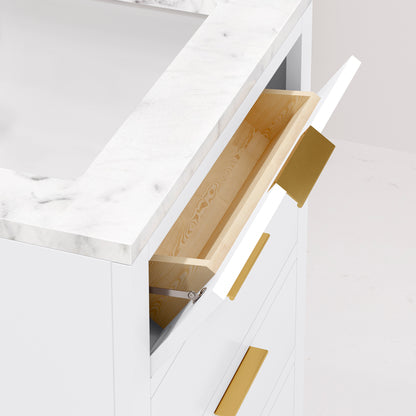 Bristol 24 in. W x 21.5 in. D Vanity in Pure White with Marble Top in White with White Basin | Water Creation