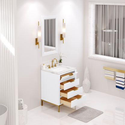 Bristol 24 in. W x 21.5 in. D Vanity in Pure White with Marble Top in White with White Basin | Water Creation