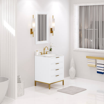 Bristol 24 in. W x 21.5 in. D Vanity in Pure White with Marble Top in White with White Basin | Water Creation