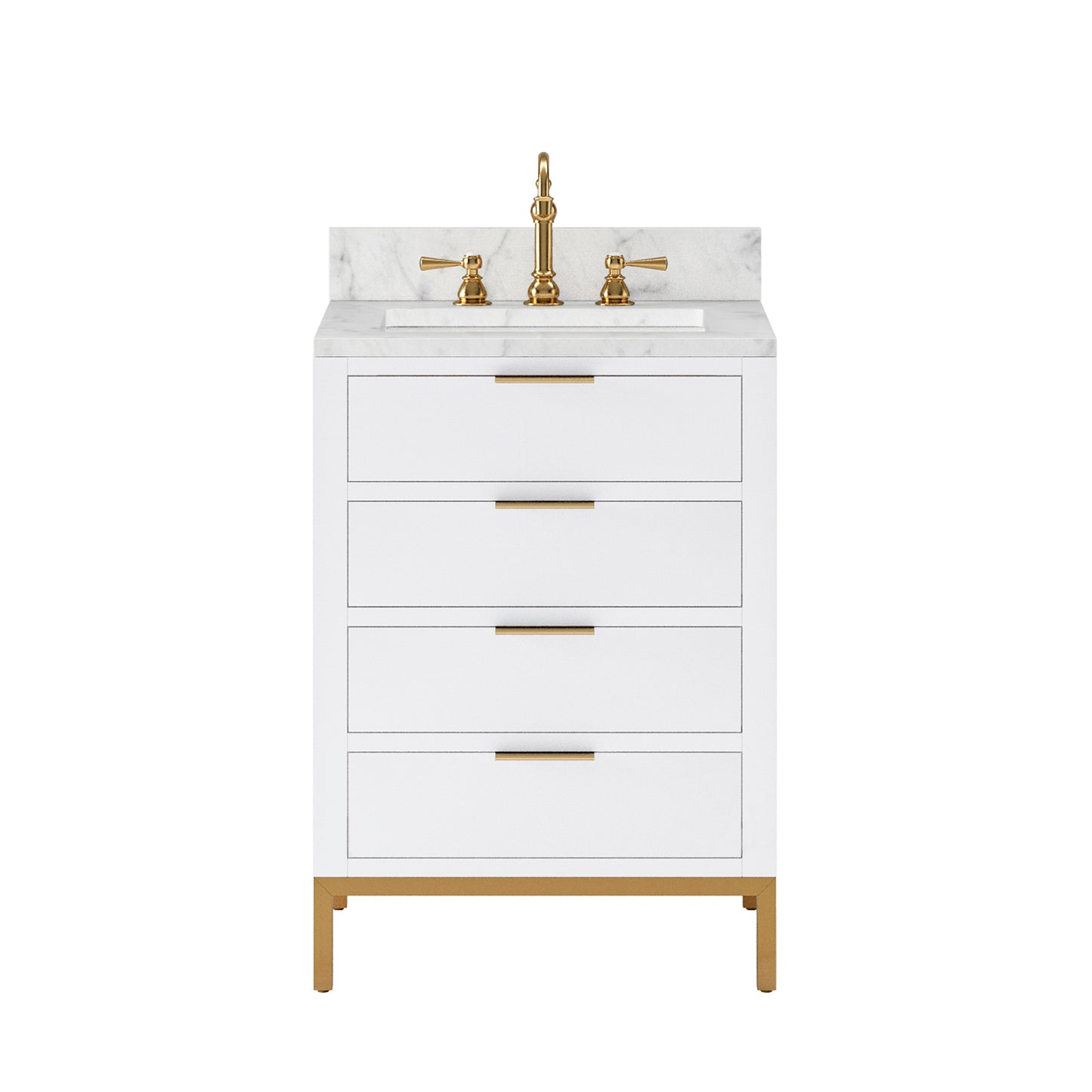 Bristol 24 in. W x 21.5 in. D Vanity in Pure White with Marble Top in White with White Basin | Water Creation
