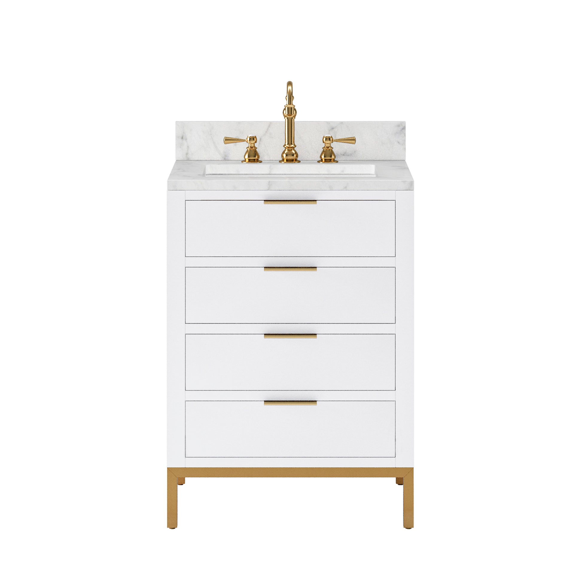 Bristol 24 in. W x 21.5 in. D Vanity in Pure White with Marble Top in White with White Basin | Water Creation
