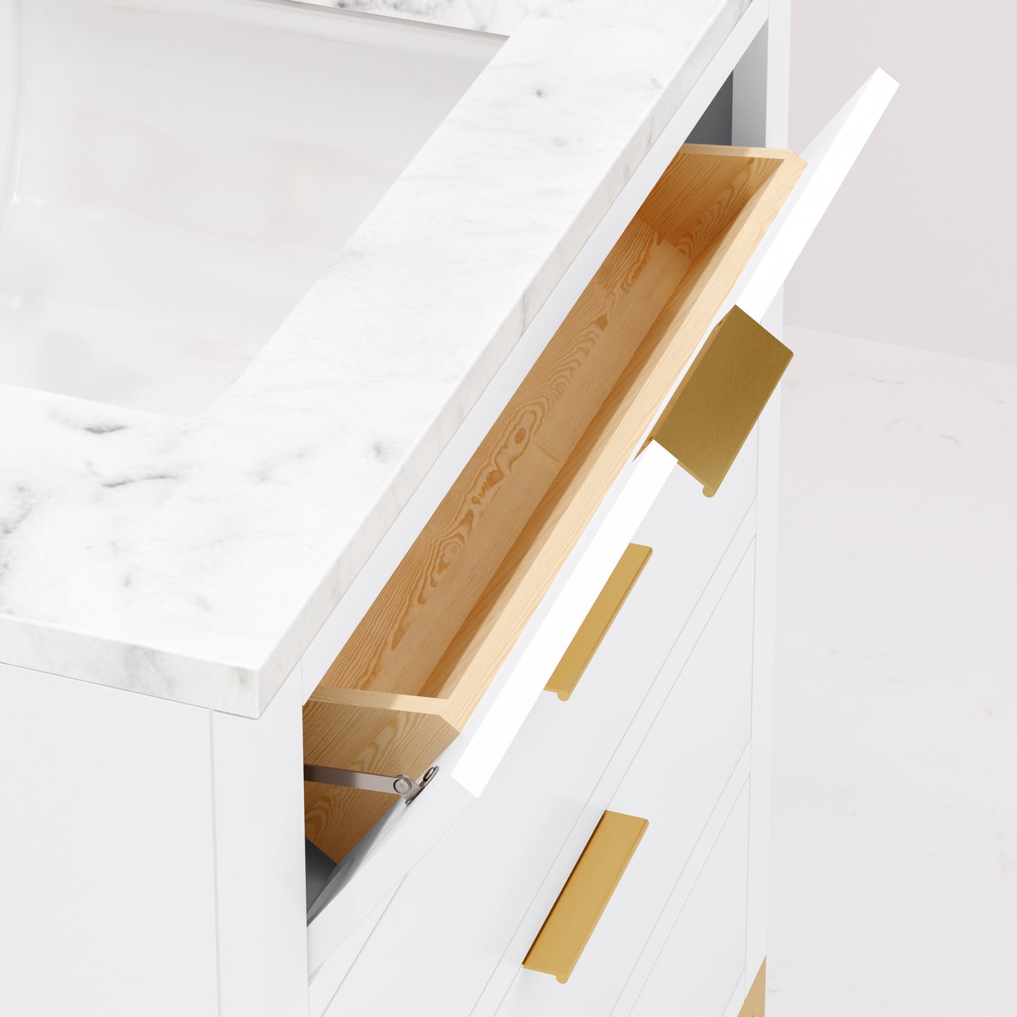 Bristol 30 in. W x 21.5 in. D Vanity in Pure White with Marble Top in White with White Basin | Water Creation