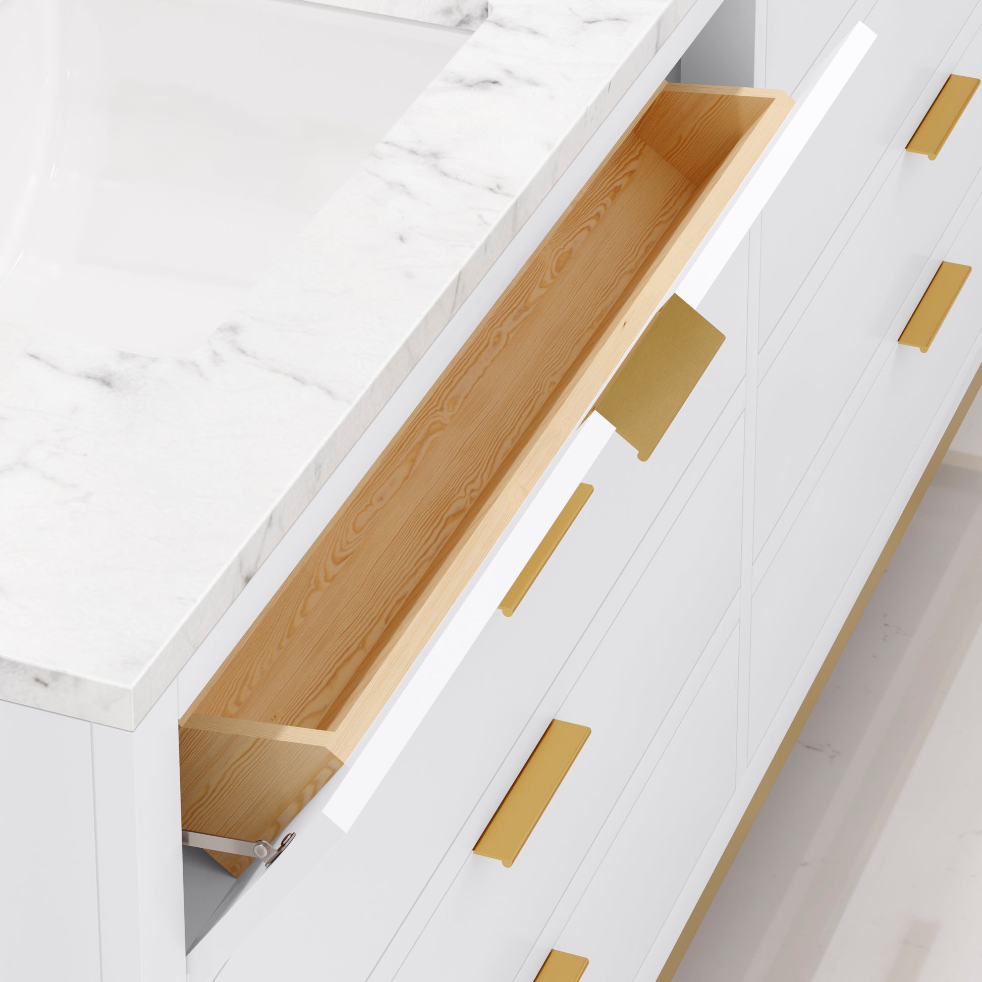 Bristol 72 in. W x 21.5 in. D Vanity in Pure White with Marble Top in White with White Basin | Water Creation