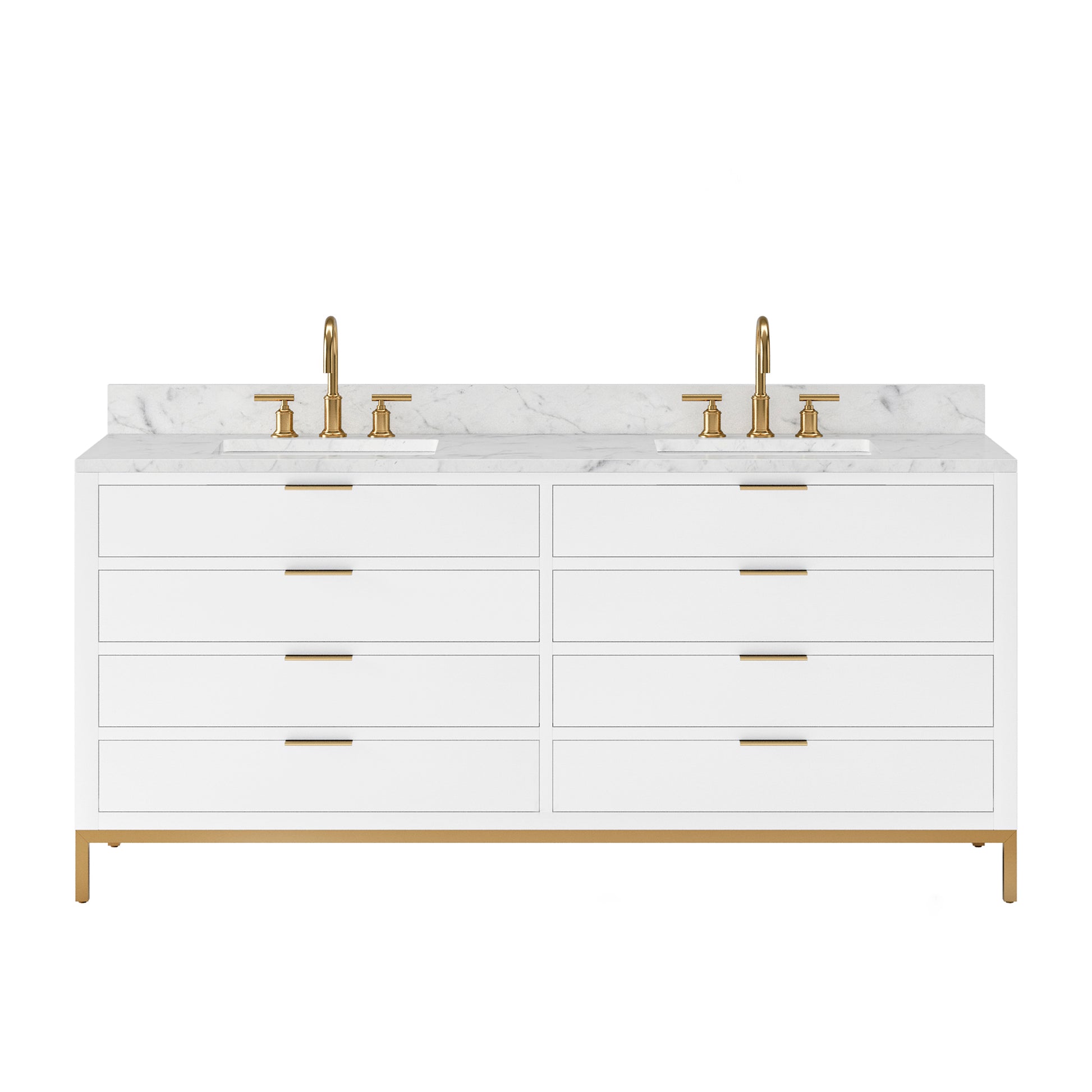 Bristol 72 in. W x 21.5 in. D Vanity in Pure White with Marble Top in White with White Basin | Water Creation
