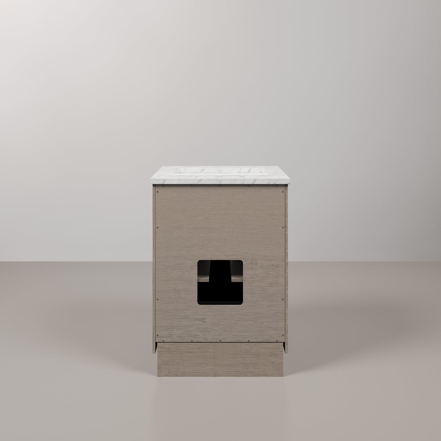 Chestnut 24 in. W x 21.5 in. D Vanity in Grey Oak with Marble Vanity Top in White with White Basin | Water Creation