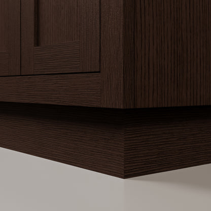 Chestnut 24 in. W x 21.5 in. D Vanity in Brown Oak with Marble Vanity Top in White with White Basin | Water Creation