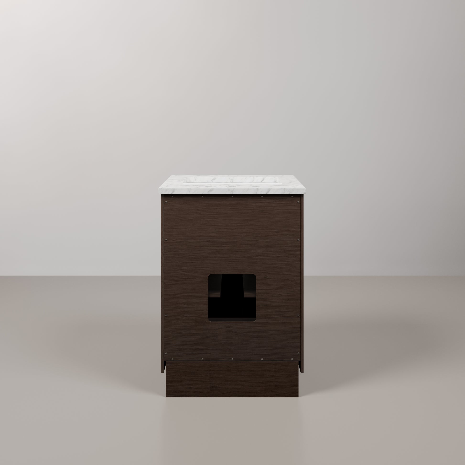 Chestnut 24 in. W x 21.5 in. D Vanity in Brown Oak with Marble Vanity Top in White with White Basin | Water Creation