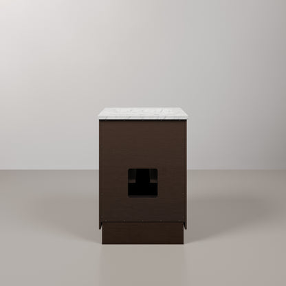 Chestnut 24 in. W x 21.5 in. D Vanity in Brown Oak with Marble Vanity Top in White with White Basin | Water Creation