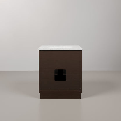 Chestnut 30 in. W x 21.5 in. D Vanity in Brown Oak with Marble Vanity Top in White with White Basin | Water Creation