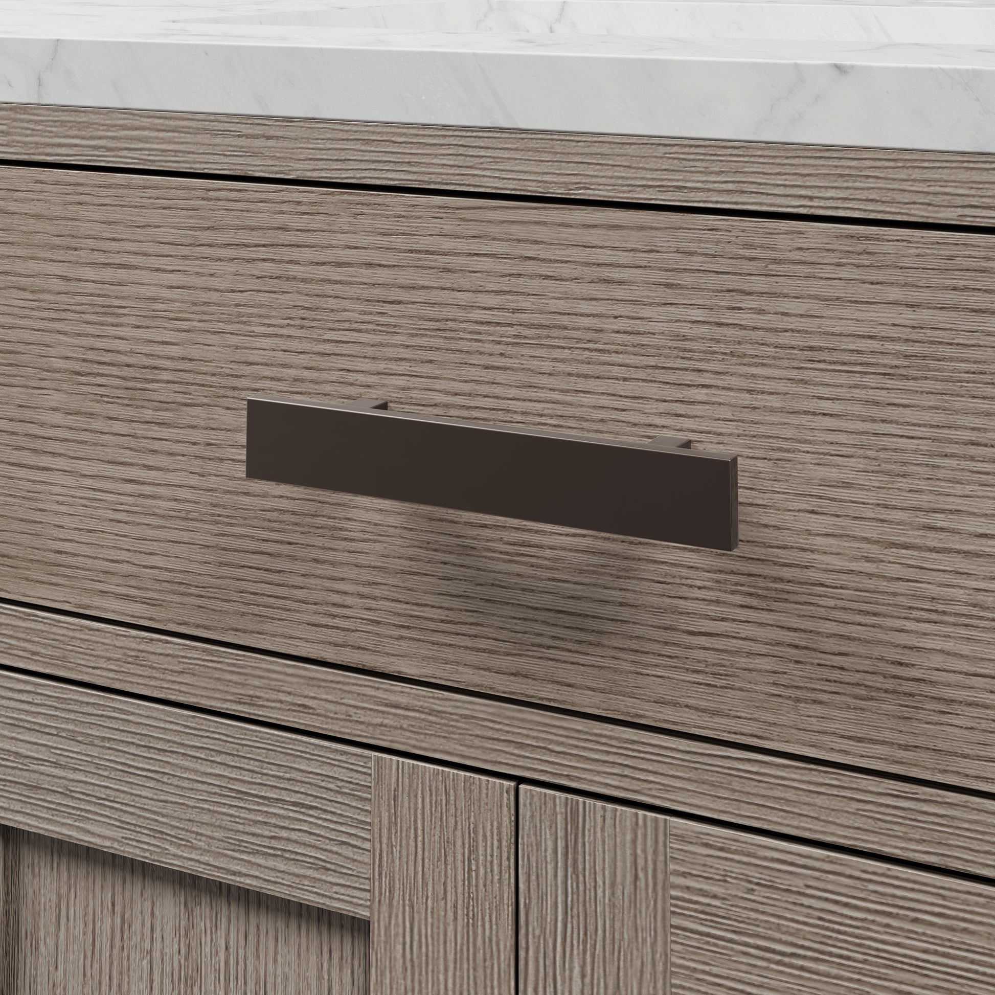 Chestnut 48 in. W x 21.5 in. D Vanity in Grey Oak with Marble Vanity Top in White with White Basin | Water Creation